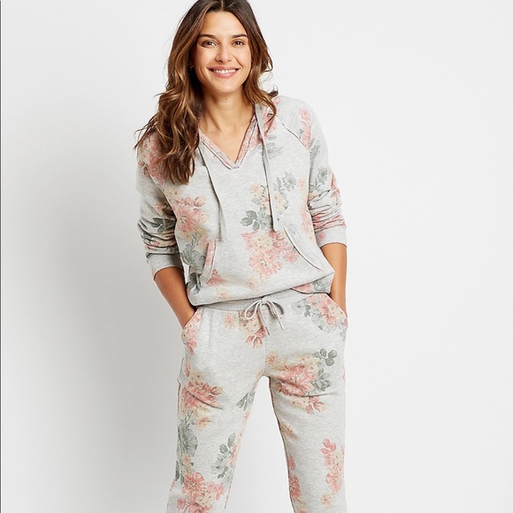 Sz Small Gray Floral Pullover Hoodie - Picture 3 of 5